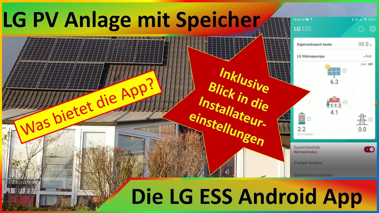 LG ESS Home PV Anlage mit Speicher - Die Android App von LG inklusive Installateur Einstellungen