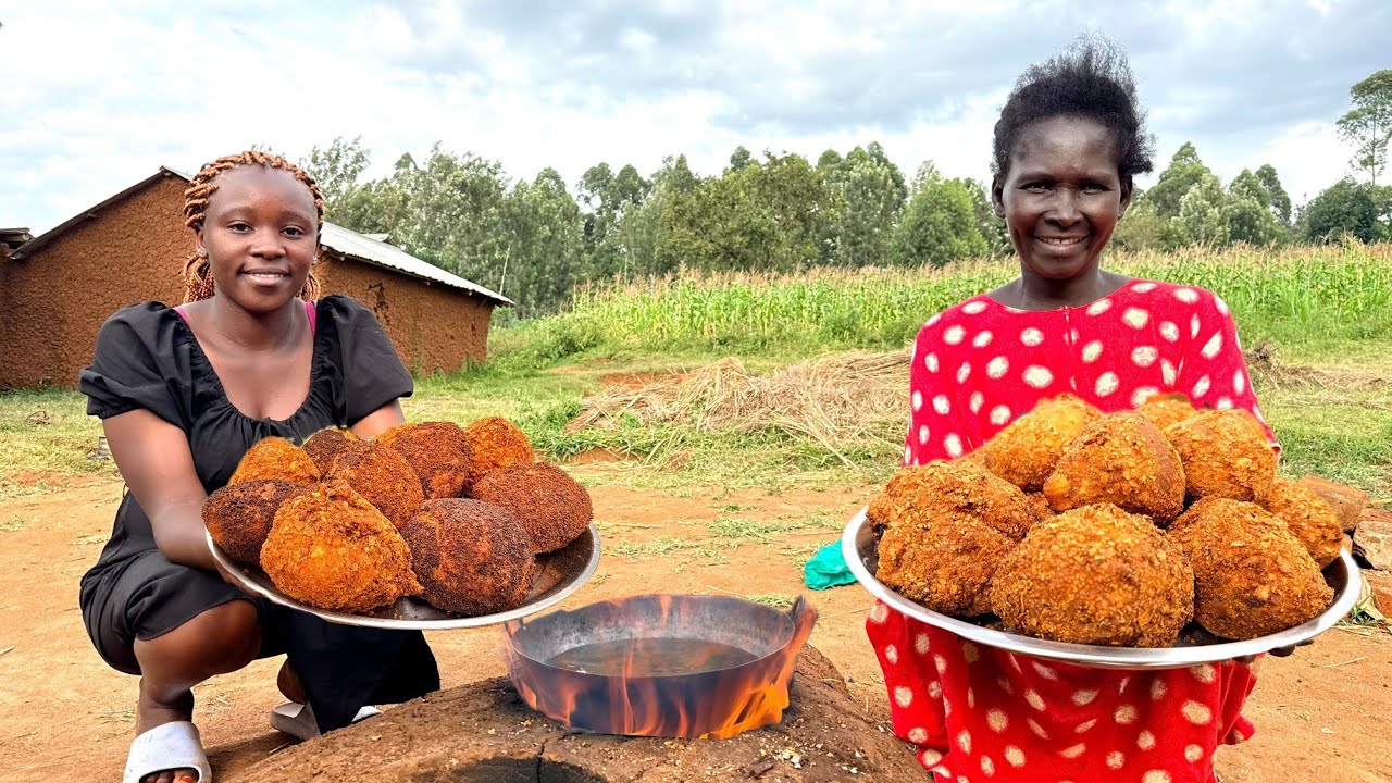 African Village Mum Bakes Soft Croquettes The Traditional Way On a Sunny Day! 😍🔥🥔