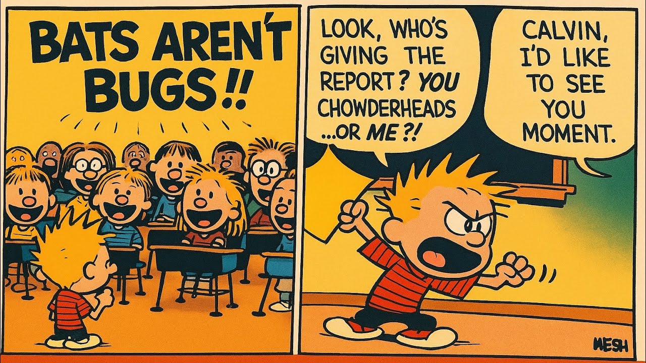 Calvin and Hobbes Write Book Report on Bats 