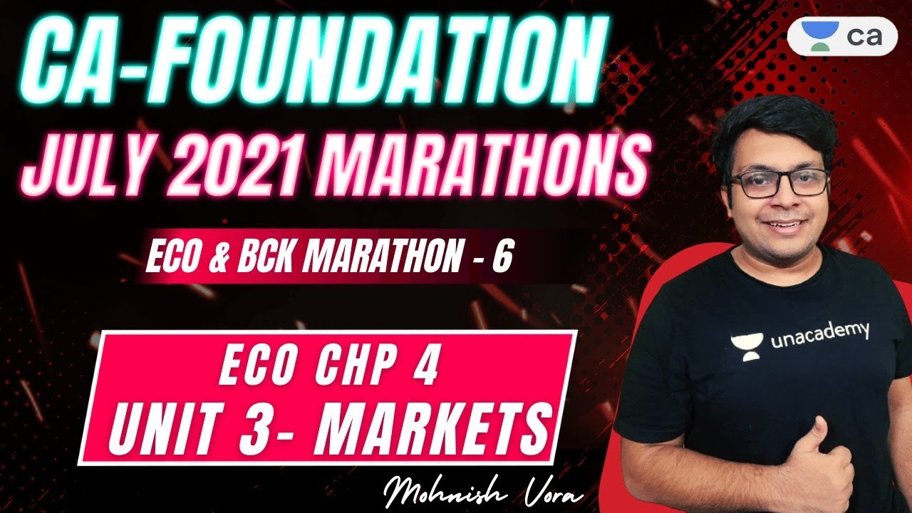 Marathon 6 | Economics Chp 4- Unit 3- Markets | CA Foundation July'21 | Mohnish Vora