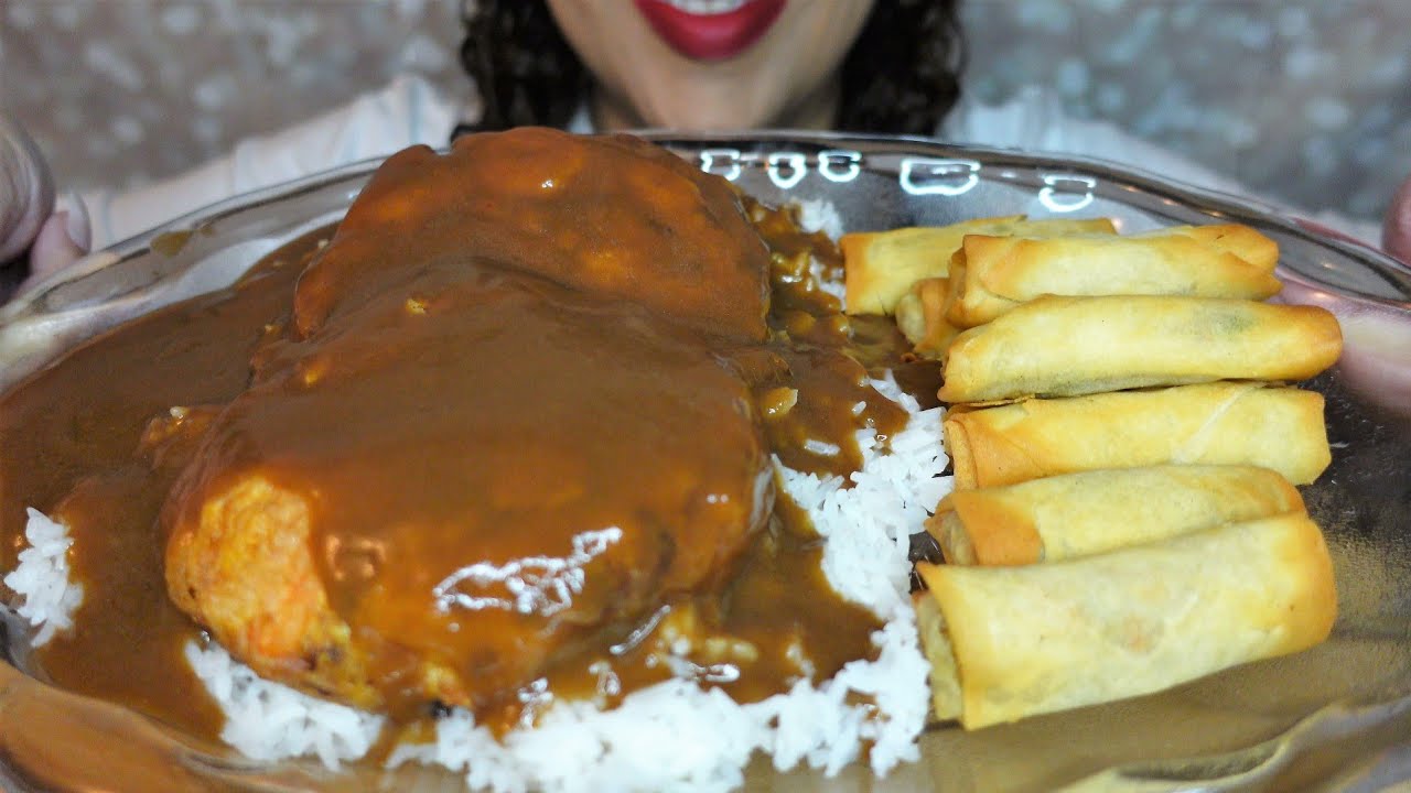ASMR Shrimp Egg Foo Young | Chinese Food | Eating Sounds | No Talking | Spring Rolls