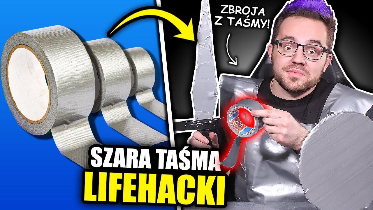 NAJDZIWNIEJSZE LIFEHACKI Z SZARĄ TAŚMĄ! *zbroja z taśmy XD*