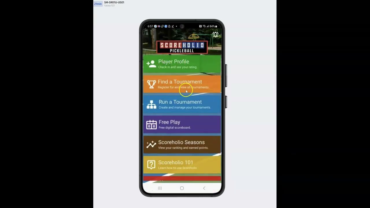 Scoreholio - Pre-Register for a tournament