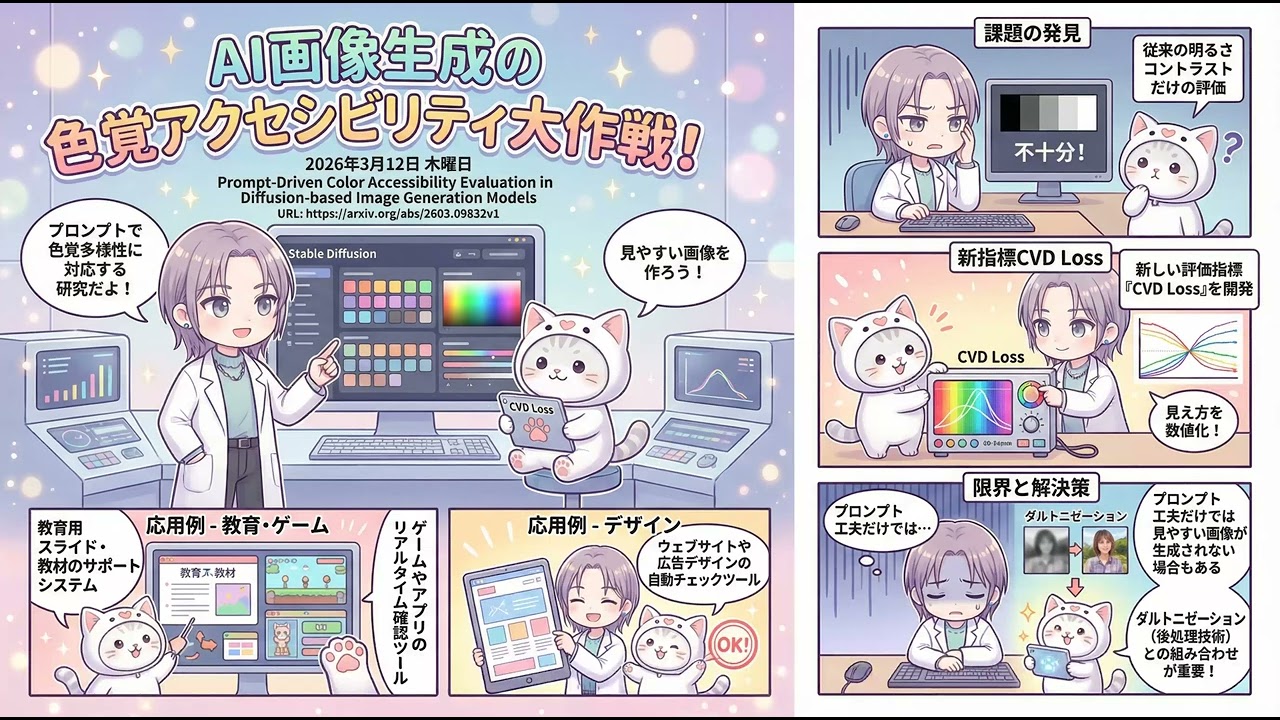 【論文解説】AI画像、実は見づらい？色覚多様性への配慮と新指標CVDLossの最前線！