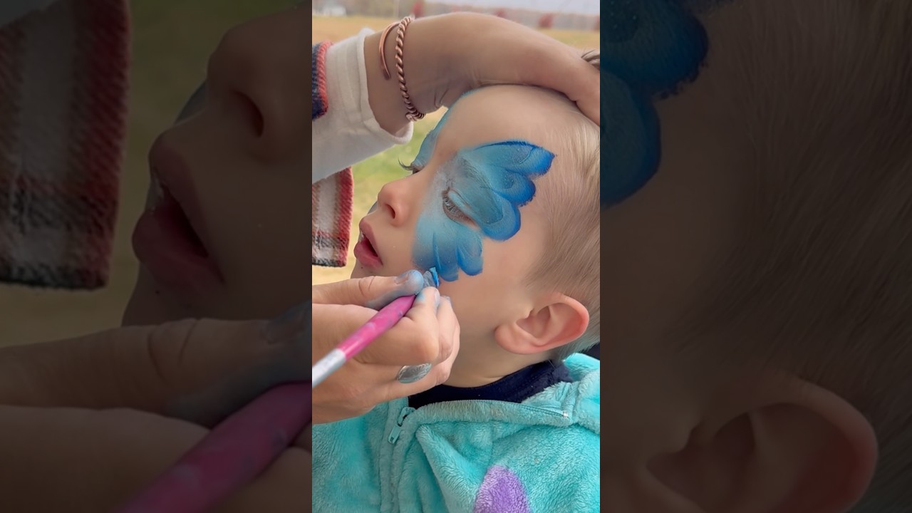 Cute blue butterfly face painting #facepaint #facepainting #facepainter #facepaintideas #shorts #art
