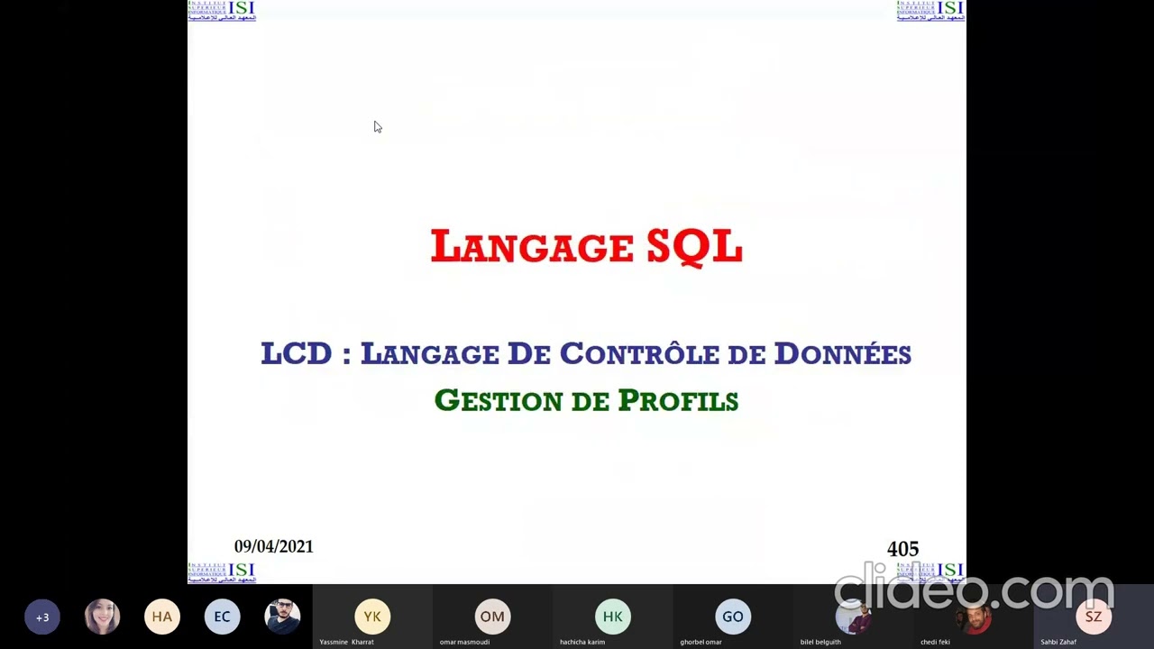 1. Administration des BD  LCD Gestion des Profils et des Utilisateurs