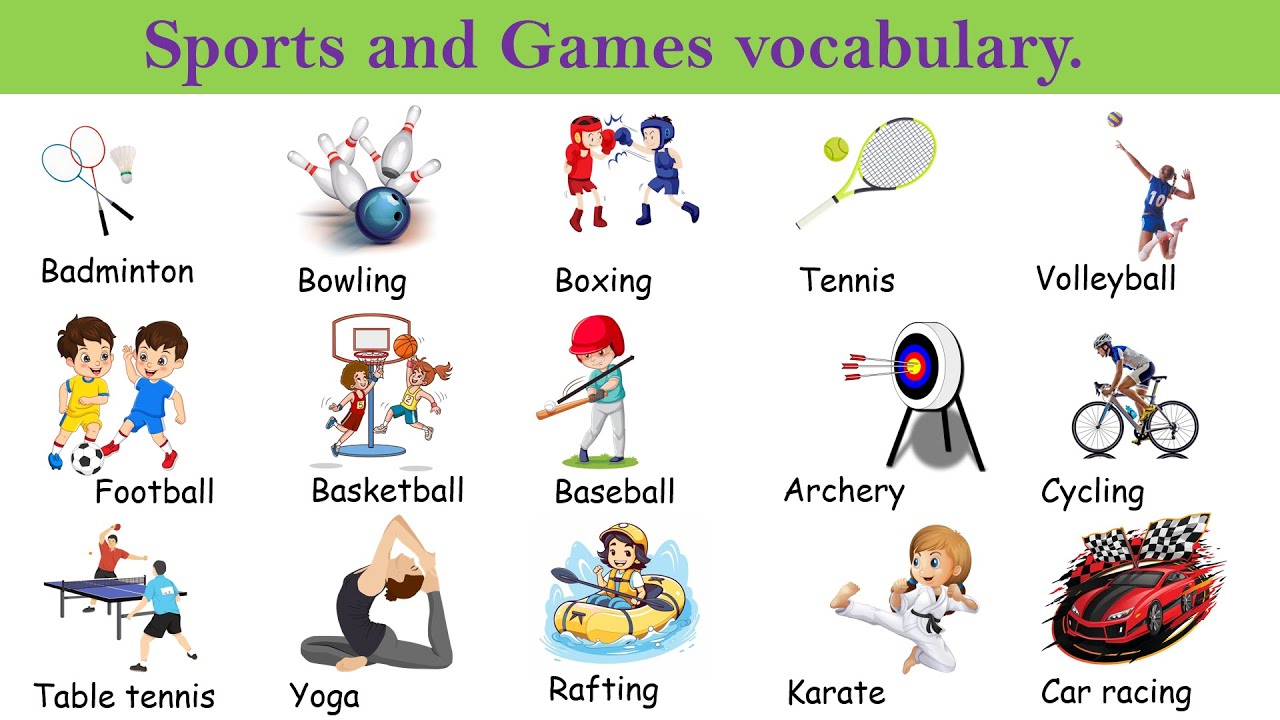 Sports and Games vocabulary in English.