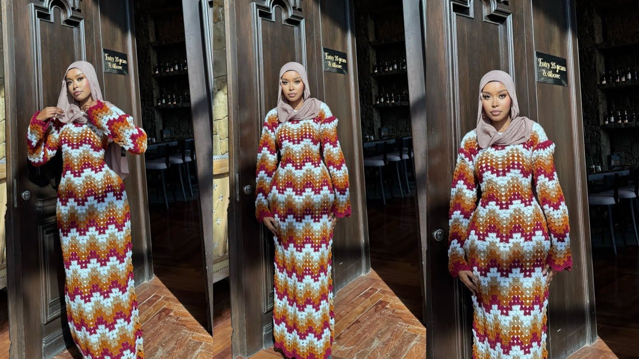CROCHET CHEVRON DRESS/ Granny Ripple stitch dress pattern