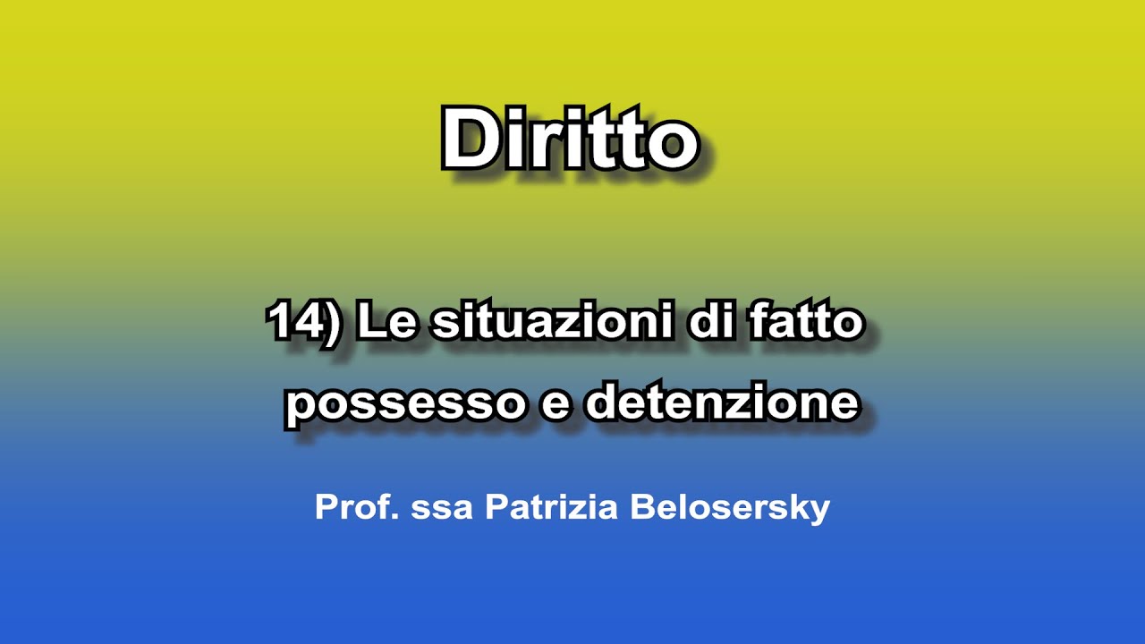 14) Le situazioni di fatto possesso e detenzione