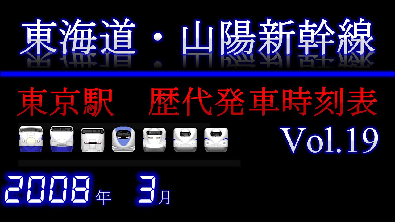 東海道・山陽新幹線　東京駅発車時刻表　2008年3月15日