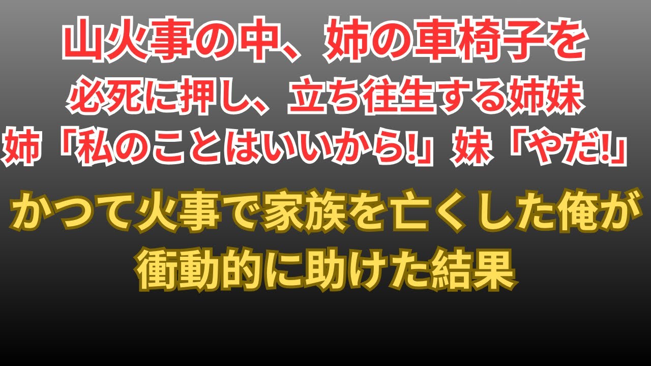 【感動する話】山火事の中、立ち往生する車椅子の姉妹→かつて火事で家族を亡くした俺が、衝動的に助け出した結果…【朗読・スカッと】