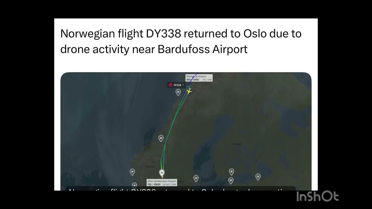Norwegian flight DY338 returned to Oslo due to drone activity near Bardufoss Airport