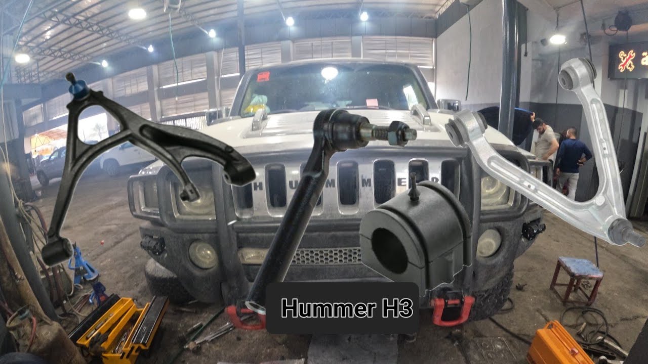 replacing upper and lower control arm . tie rod end . sway bar bushing hummer h3 #suspensionsystem