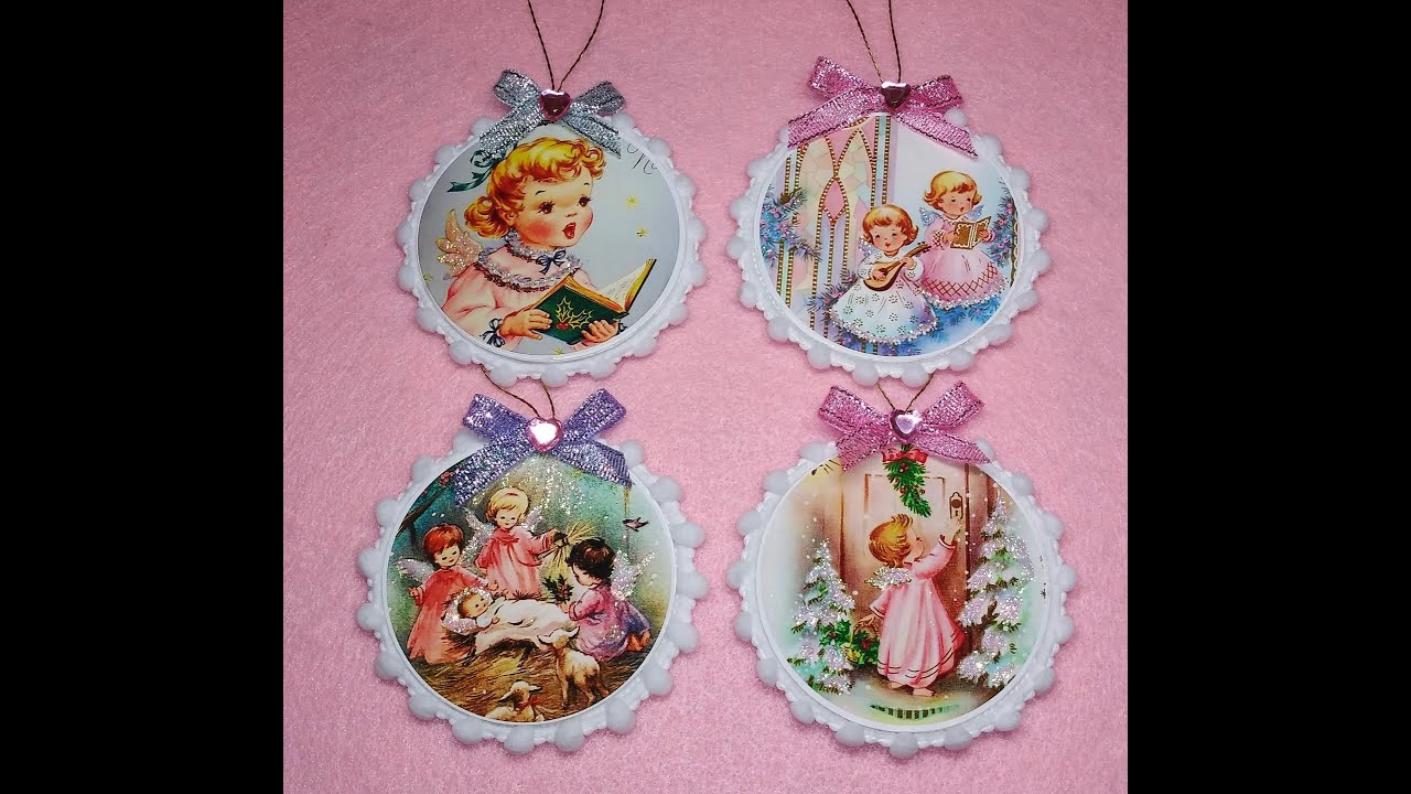 DIY~Beautiful Sparkly Vintage Angel Ornaments~Used Inkjet Printer!