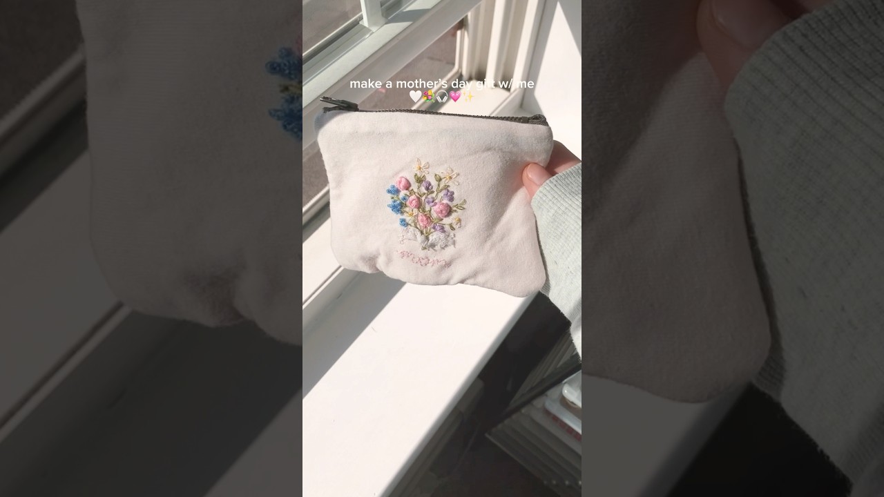 sewing a mother&rsquo;s day gift 💐🤍✨ #aesthetic #embroidery #trending #cute #viral #fyp