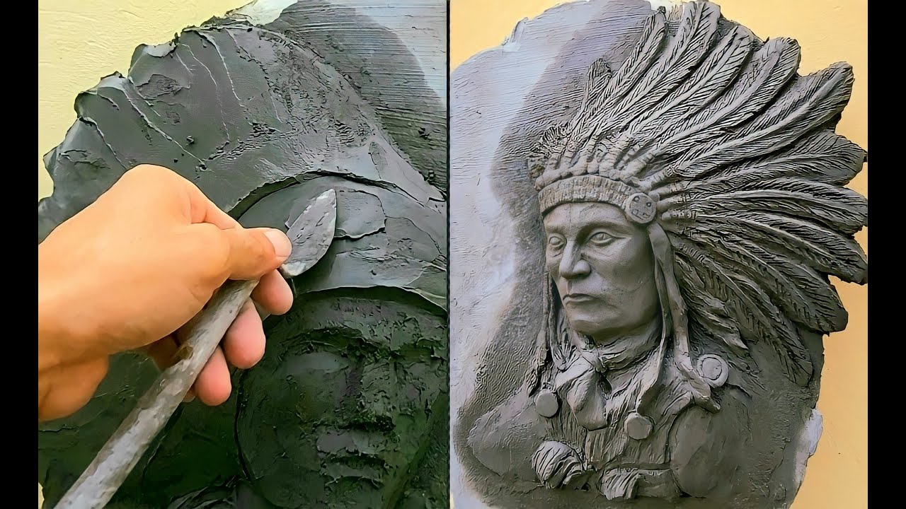 It's great that I did the relief of the portrait / of the Indians / cement sand