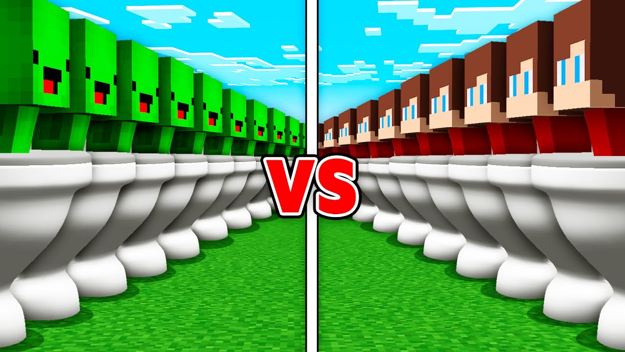 1000 Skibidi Toilets Mikey VS 1000 Skibidi Toilets JJ - Minecraft Challenge