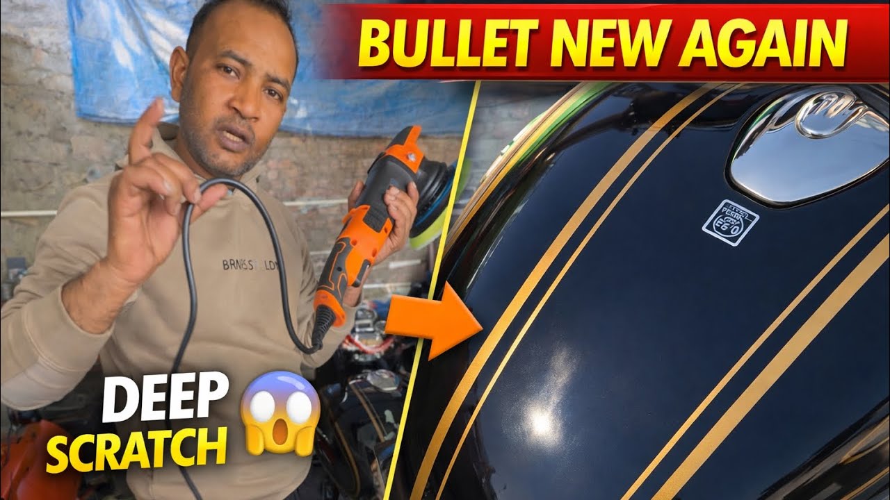 Royal Enfield Bullet Petrol Tank Deep Scratch Removal 😱 | Jopasu HD Rubbing Polishing 🔥 #foam