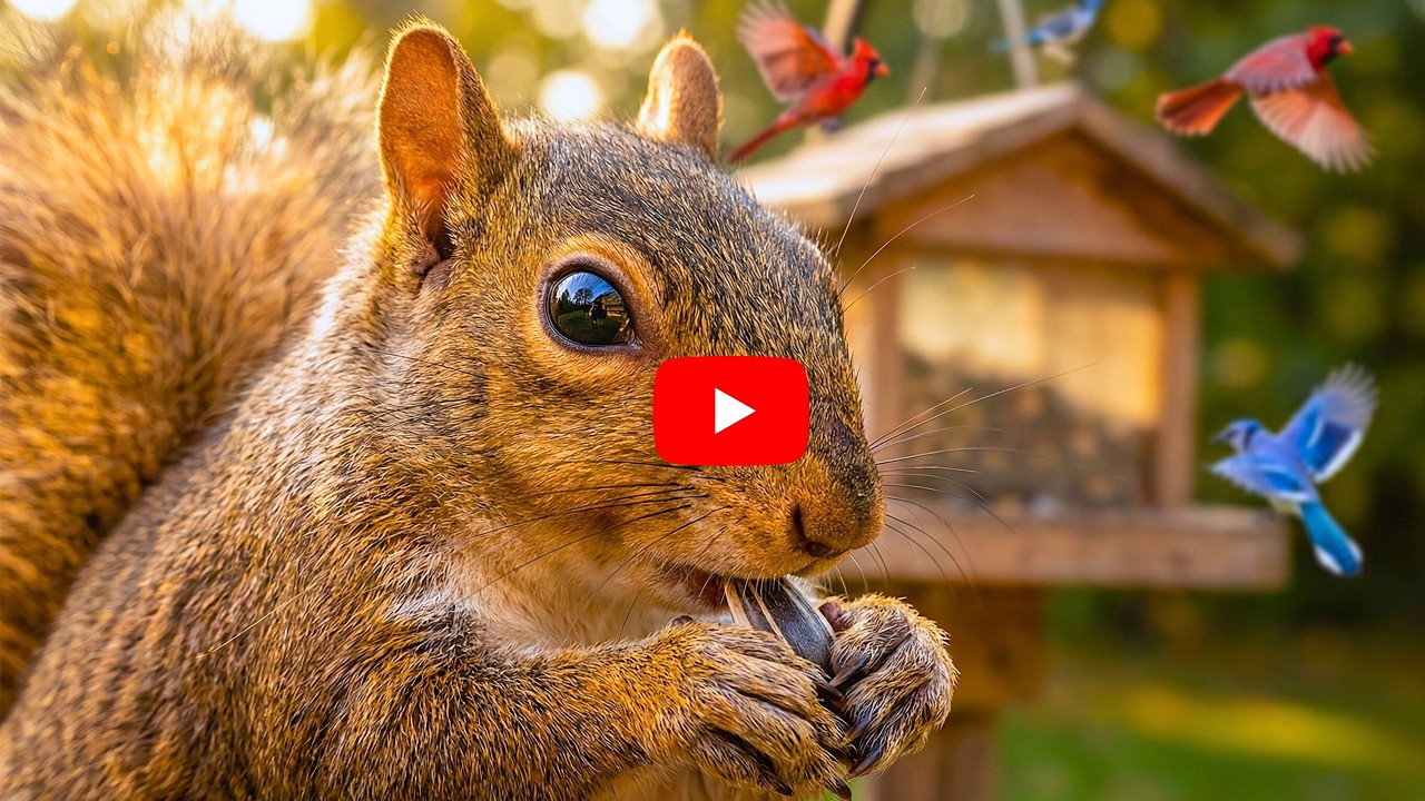 🔴 Winter Cottage Wildlife Cam ❄️ Birds & Squirrels 24/7 | Relax, Sleep, Cat TV