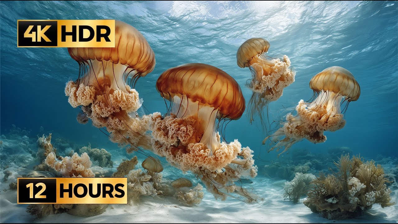 Relaxing Jellyfish Aquarium | 12-Hour 4K HDR | Meditation & Sleep Music