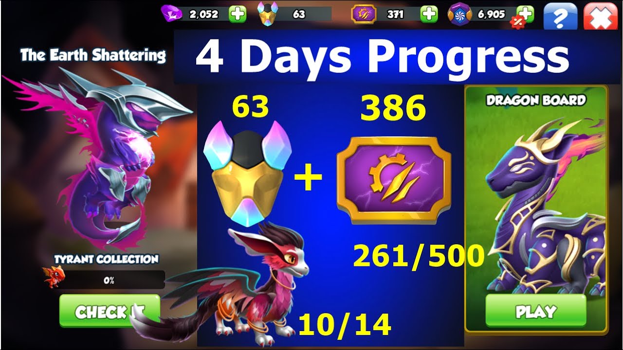 First week progress Custos Regius Tyrant event | 261/500 Laterna Dragon Piece | 386 Tyrant chest