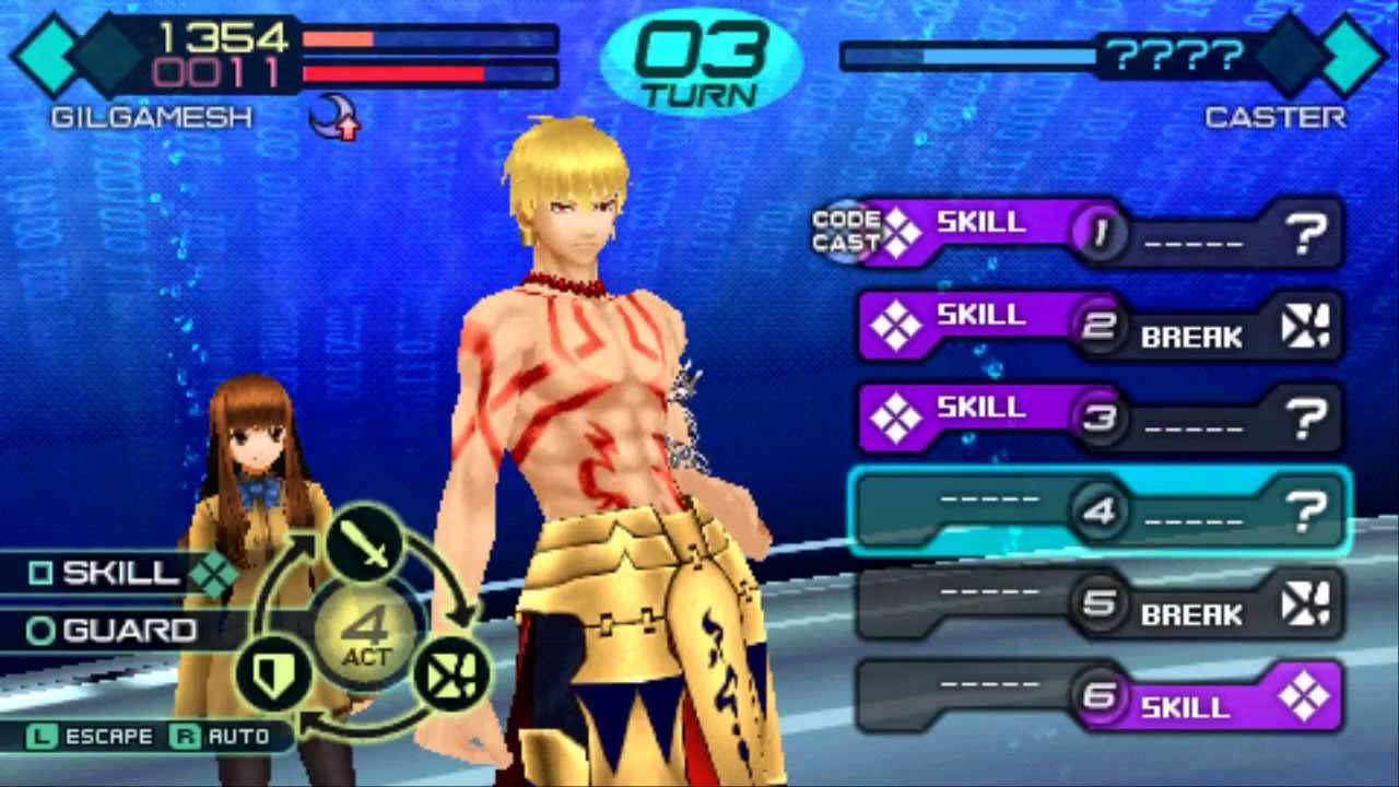 Fate/Extra CCC Gilgamesh vs Caster (Tamamo) & Twice Piecemen