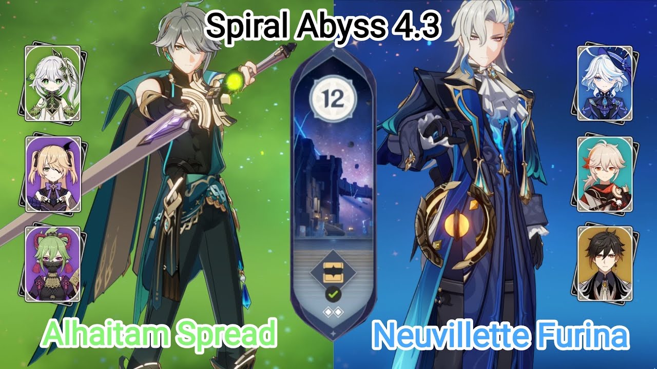 C0 Alhaitam Spread & C0 Neuvilette Furina - NEW Spiral Abyss 4.3 Floor 12 Genshin Impact