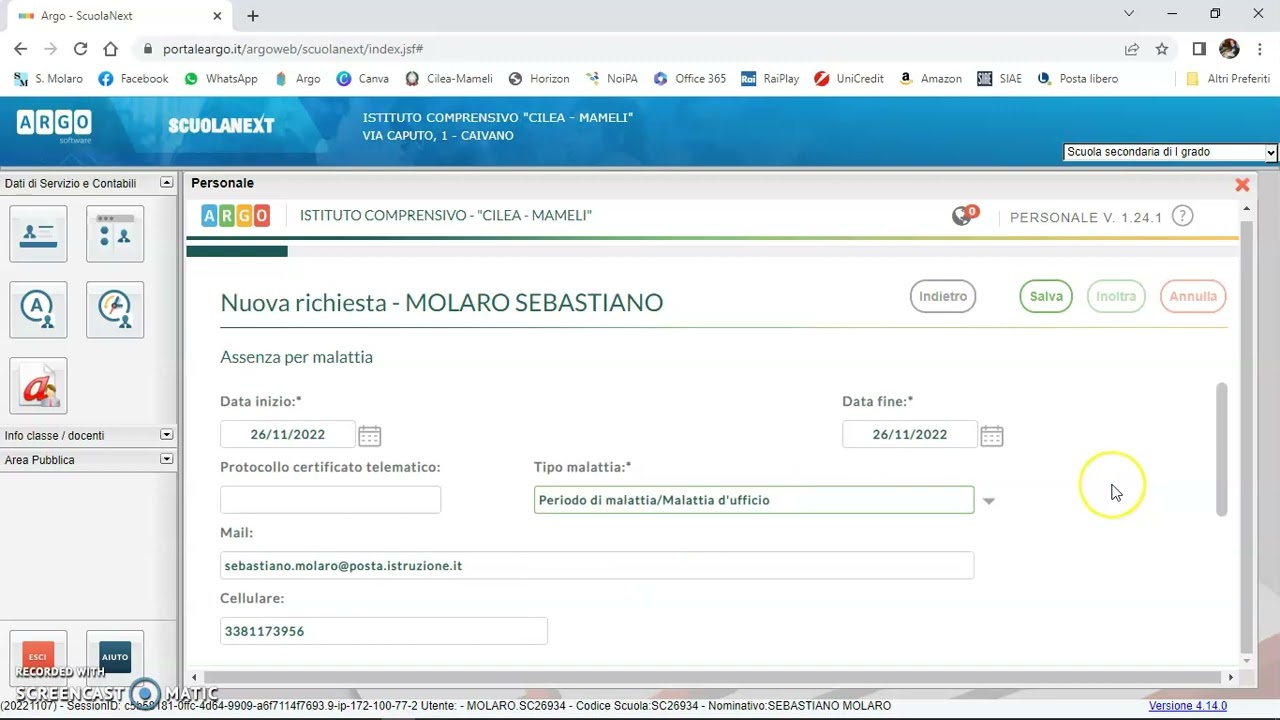 Richieste assenze o permessi con ARGO Personale ATA