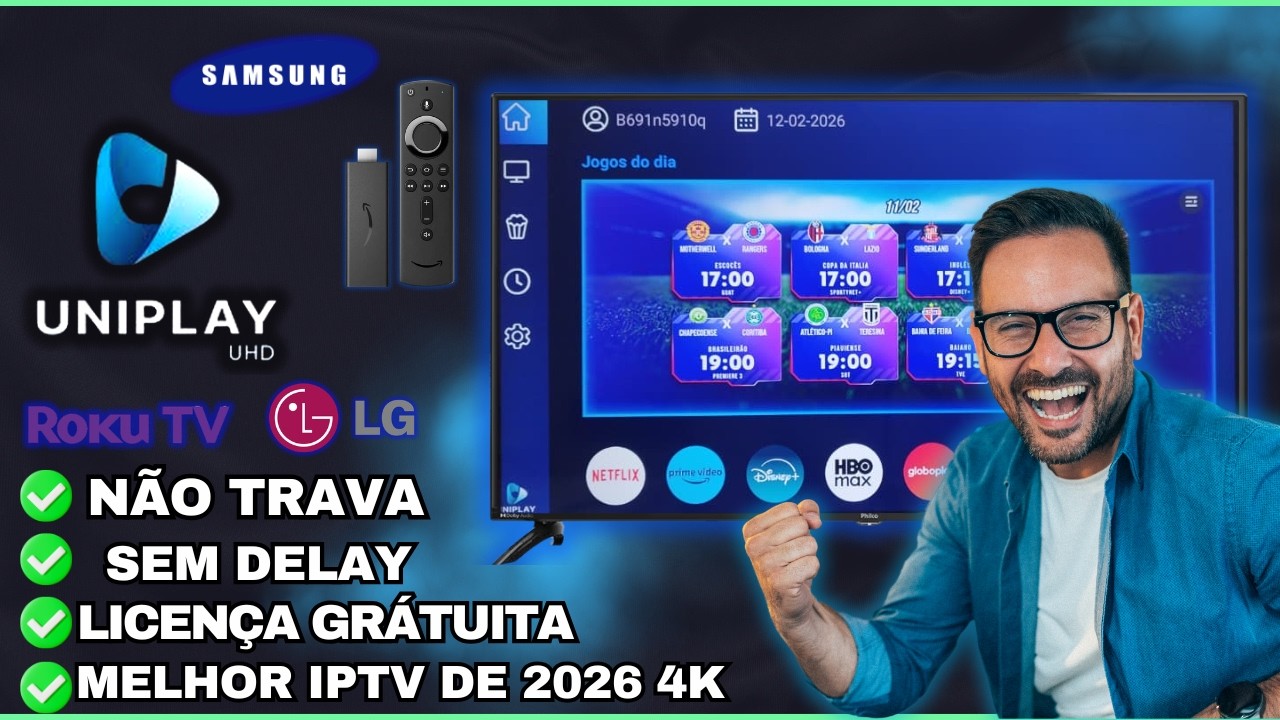 UniPlay P2P 2026 - O MELHOR App IPTV I Roda Liso Sem Travar na TV Android, Smart TV, e Firestick TV.