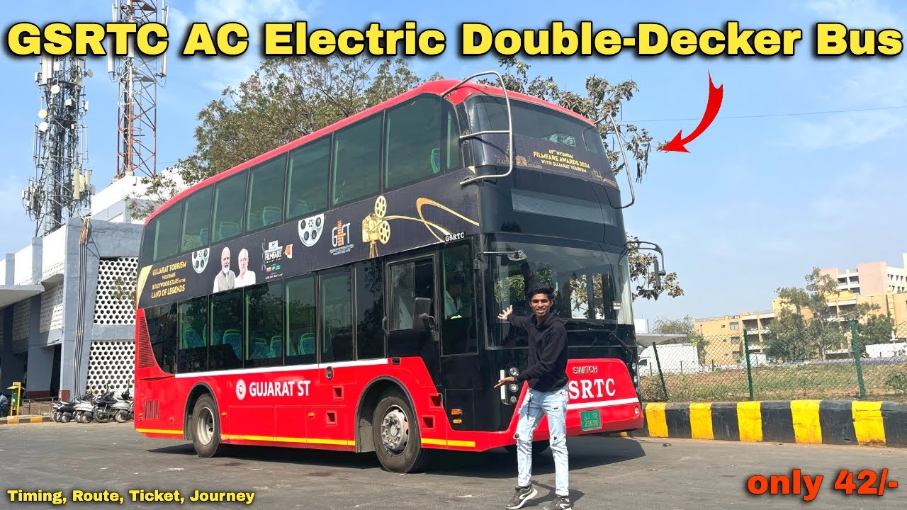 GSRTC Brand New AC Electric Double-Decker Bus Journey | Gandhinagar To Ahmedabad | only 42/-