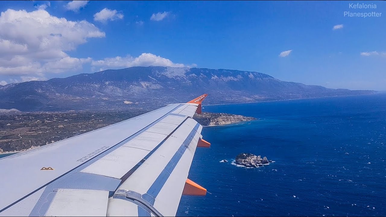 EasyJet A320 | Windy Approach and Landing at Kefalonia (LGKF) | Passenger View