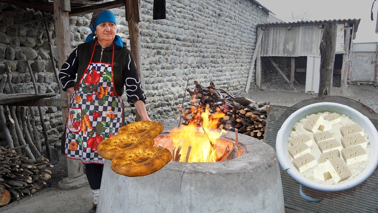 Grandma Baking Real Tandoor Bread in the Village 🔥 | Homemade Farm Cheese from Fresh Milk 🧀