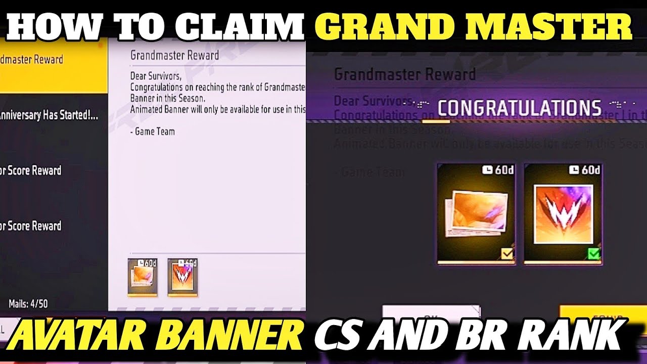 How To Claim Br Rank and Cs Rank Grand Master Avatar Banner Free Fire | FF India | Jas Gaming