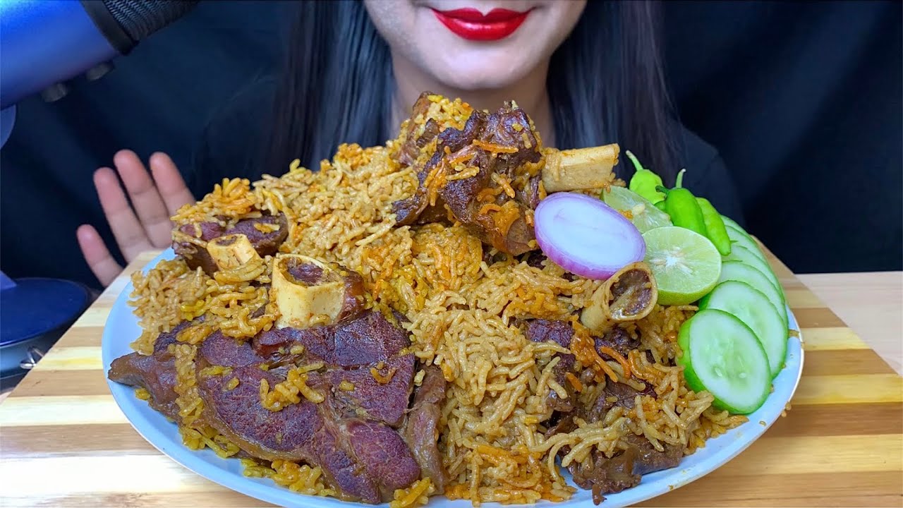 BEST MUTTON DUM BIRYANI WITH SPICY MUTTON CURRY || REAL EATING SOUNDS || MUKBANG(NO TALKING)