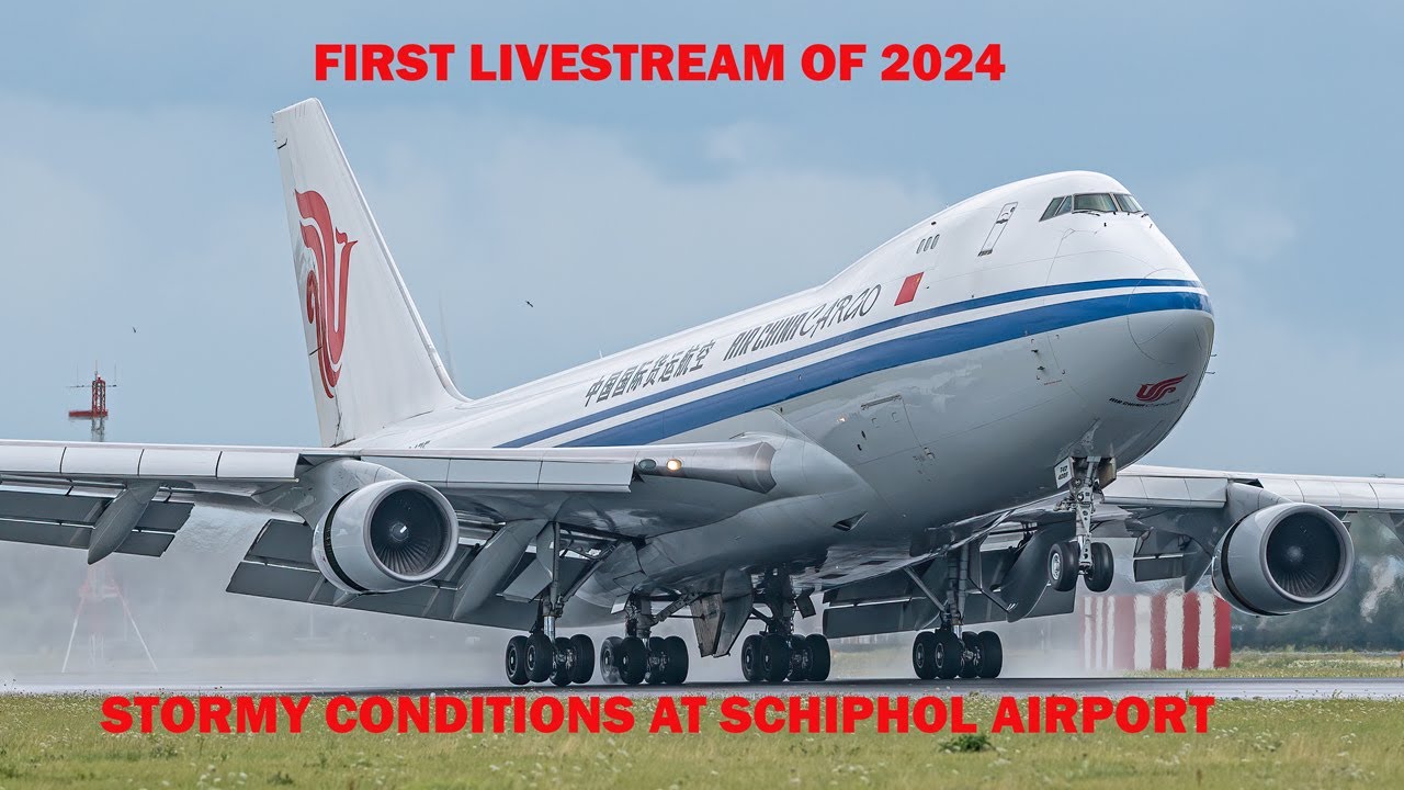 LIVE FROM SCHIPHOL AIRPORT - Storm HENK is KICKING HARD - Parking P3 Action Rwy22 Landing 27 Takeoff