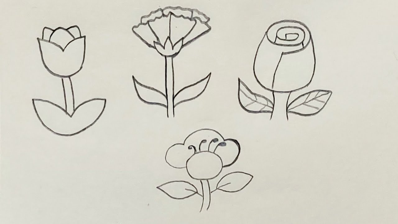 4 Easy Flower Drawings Anyone Can Master 🌼 (Perfect for Beginners!)