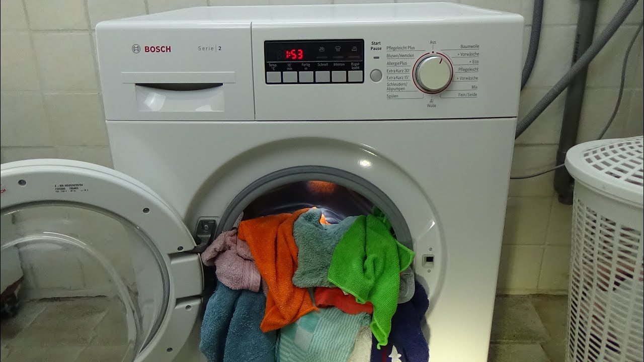 BOSCH WAB28220 washing machine, Cotton wash 60 degrees program test example movie. 272