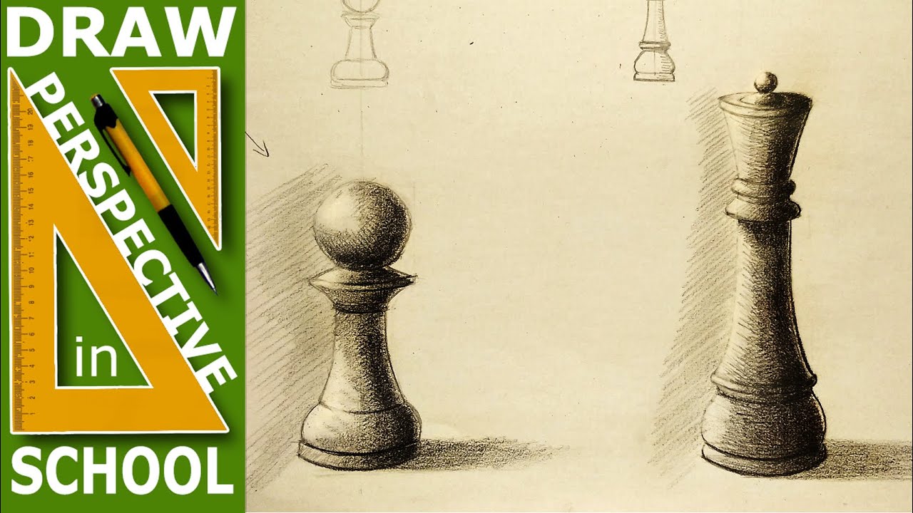 How to draw: Cylindrical object draw - Chess figure