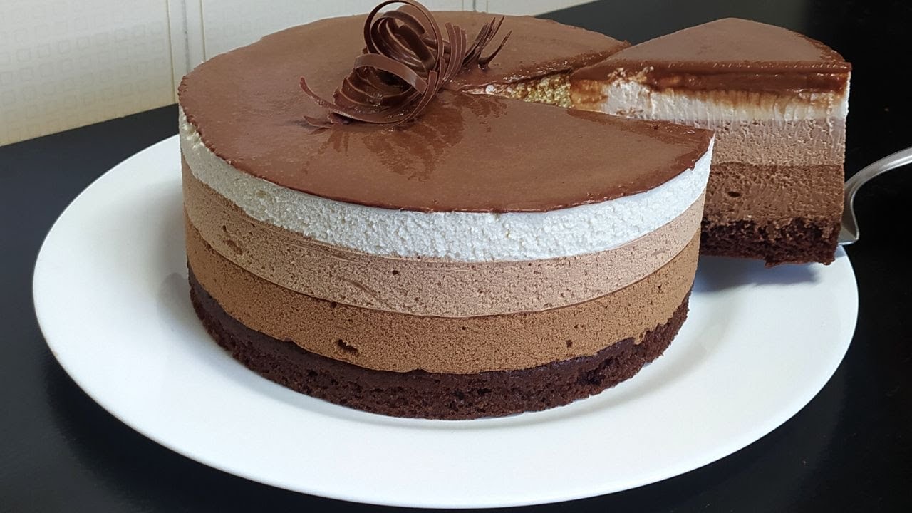 BOLO MOUSSE TRIPLO CHOCOLATE | BOLO MOUSSE DE 3 CHOCOLATES
