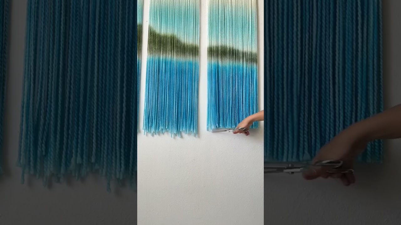 Cutting my fiber art | DIY Yarn Wall Art | DIY Boho Wall Decor | DIY Aesthetic Room Decor | DIY Art