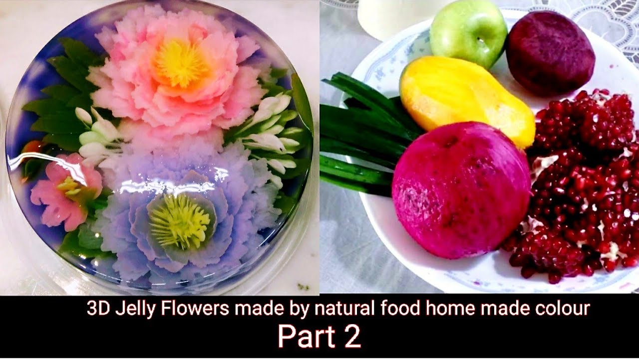 How to make 3DJelly flowers-Natural food colour-Jelly art- jello flowers