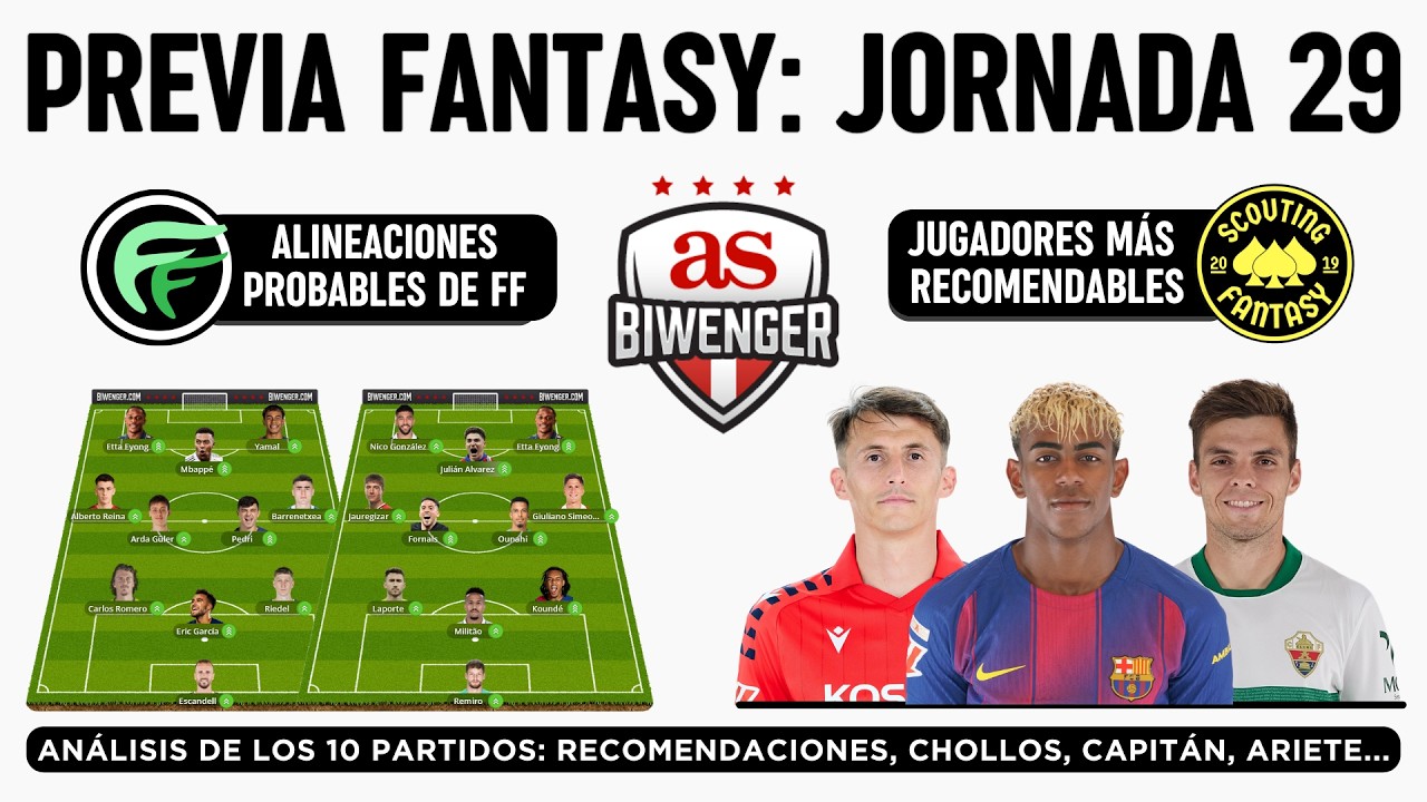 ✅ Jornada 29: Alineaciones probables, Top Picks y Chollos Fantasy