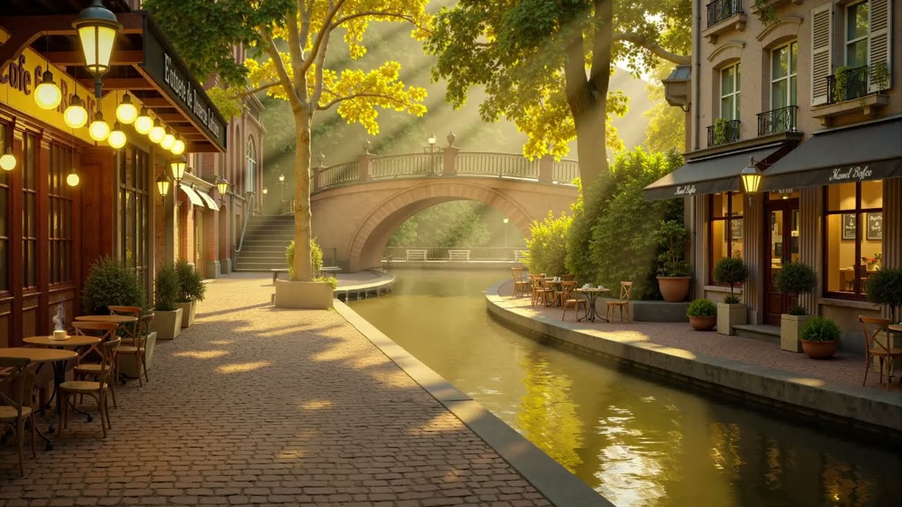 Soft February Spring Morning Jazz by a Garden Riverside Coffee Shop 🌿 Cozy Ambience for Relaxing
