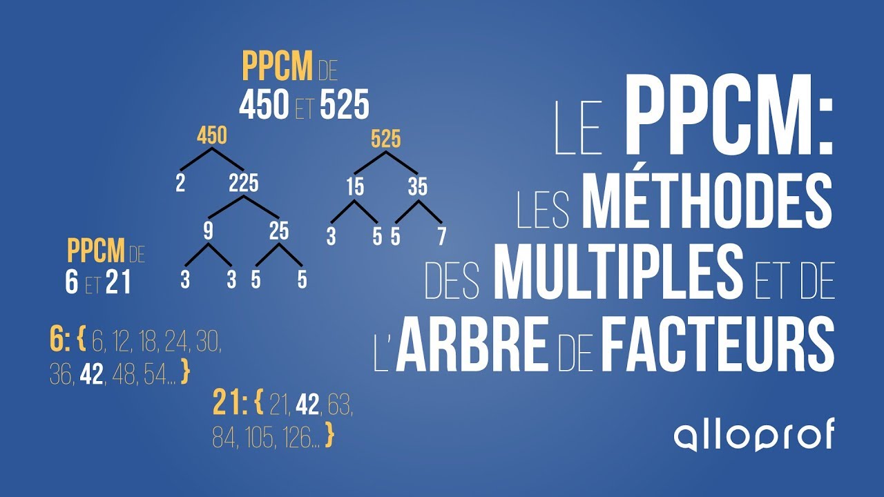 Le PPCM : les méthodes des multiples et de l'arbre des facteurs | Mathématiques | Alloprof