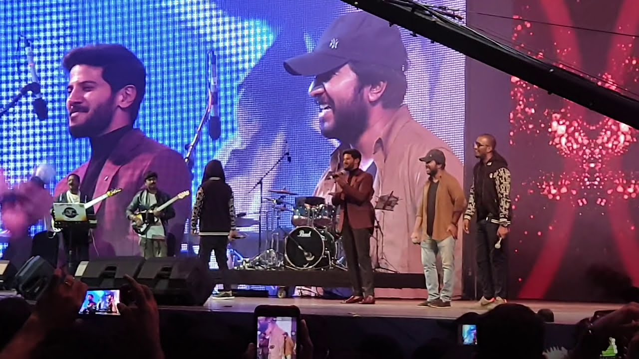 Dulquer and Vineeth Sreenivasan | First duet song!  rocked the stage |Dubai| 