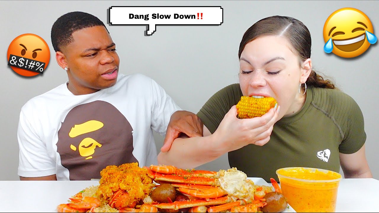 EATING TOO FAST PRANK ON BOYFRIEND + SEAFOOD BOIL MUKBANG