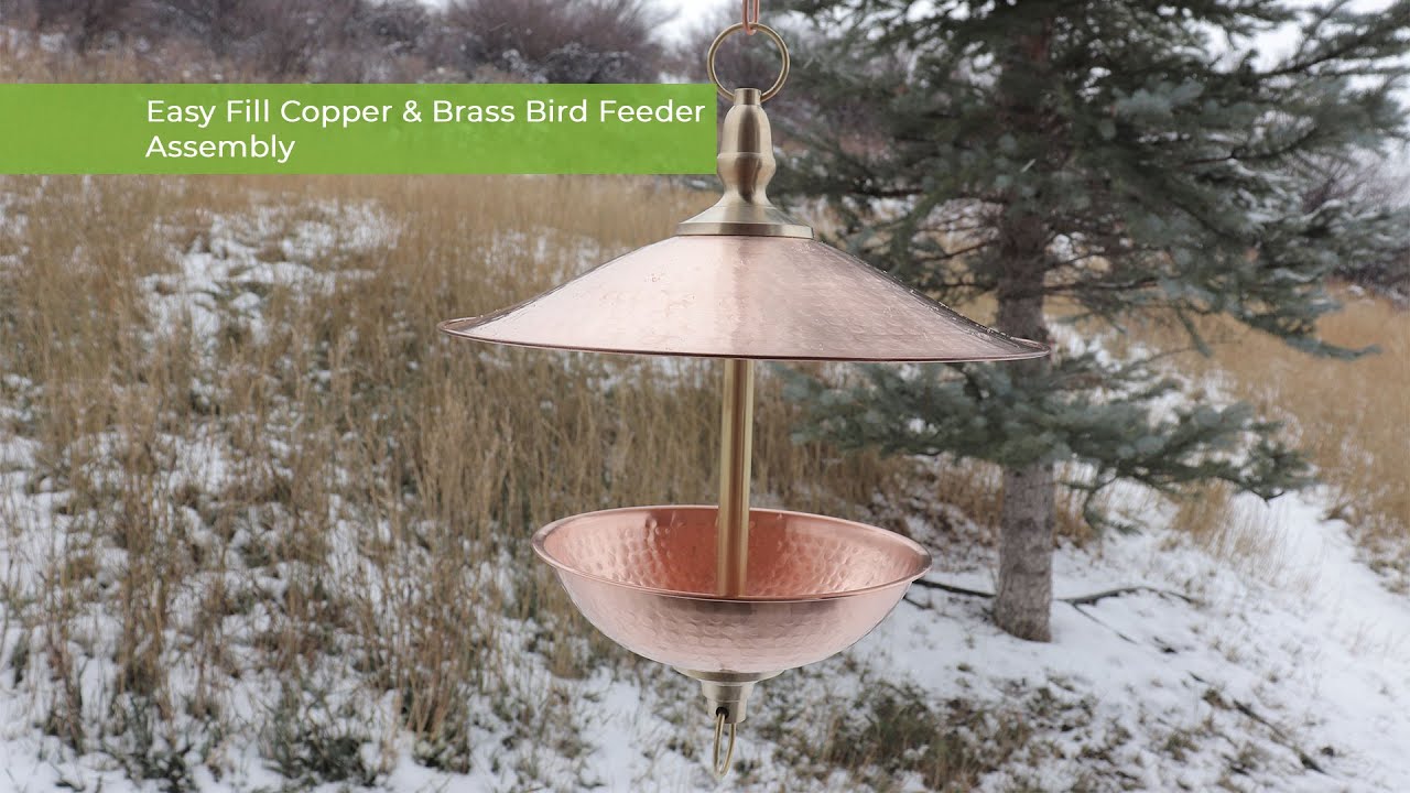 Easy Fill Copper and Brass Bird Feeder Assembly
