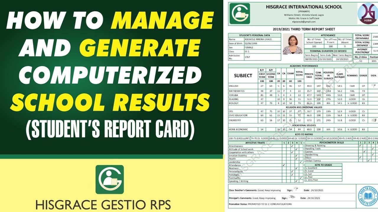 How to Generate Student Results Sheet via HisGrace Gestio RPS (Report Card Generator Software) Excel