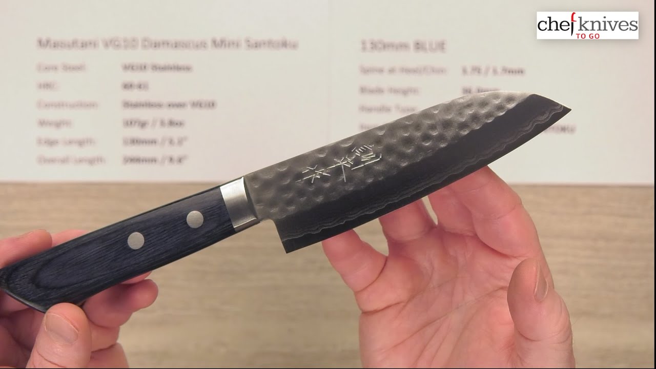 Masutani VG10 Damascus Mini Santoku 130mm Blue Quick Look