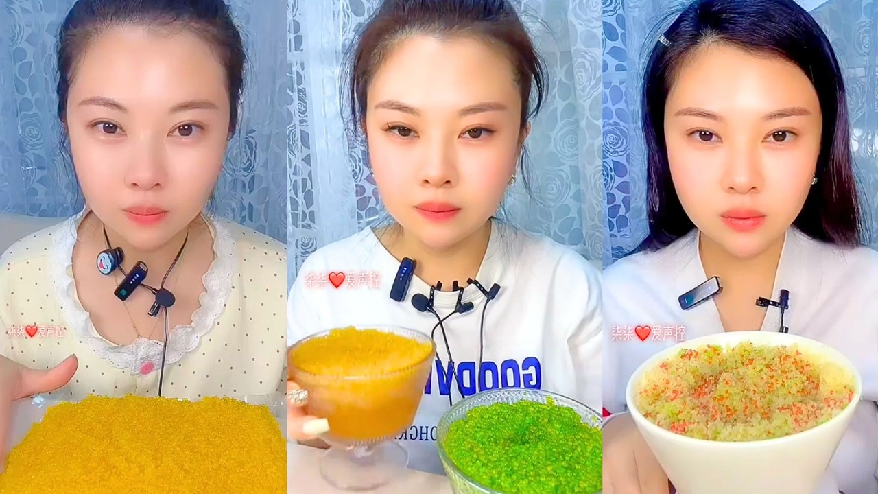 Yellow and Green Fish Roe Tasting With Mixed Roe Bowl ASMR